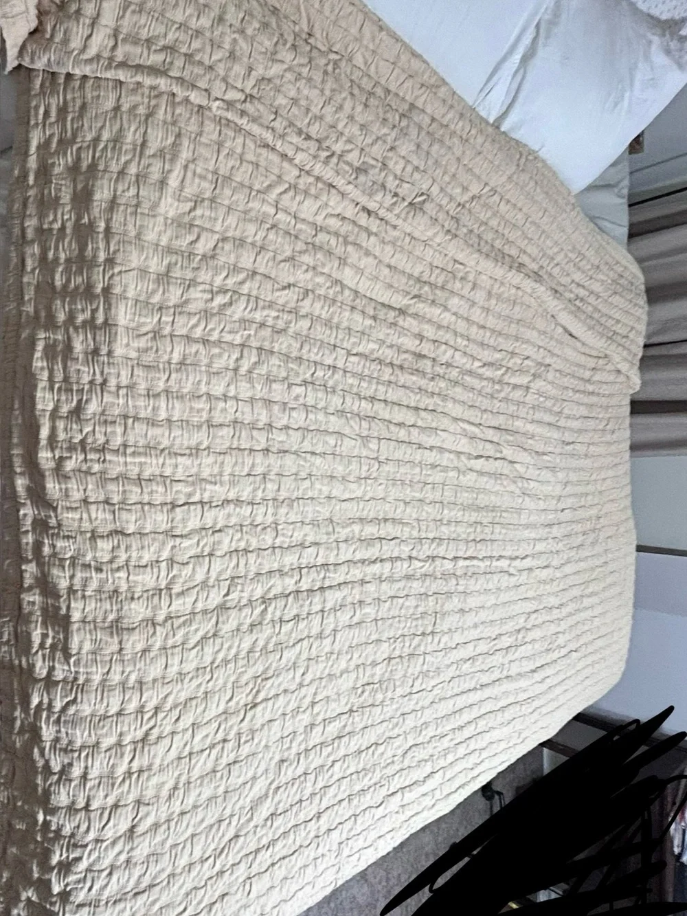 RARE Eileen Fisher Home queen rippled on front . Cotton quilt. Heirloom quality